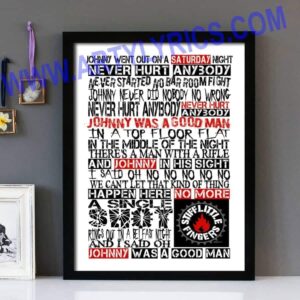 "Johnny Was" - Stiff Little Fingers - Framed Lyrics Wall Art Design