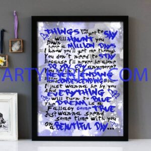 "Beautiful Day" 3 Colors Red - Framed Lyrics Wall Art Design