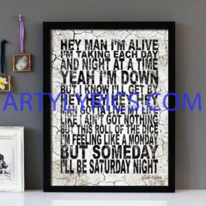 "Saturday" Bon Jovi - Framed Lyrics Wall Art Design