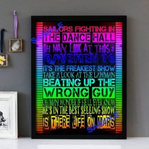 "Life On Mars" David Bowie  - Framed Lyrics Wall Art Design
