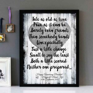 "Tale As Old As Time" - Beauty And The Beast - Framed Lyrics Wall Art Design