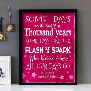 "East Of Eden" - Big Country - Framed Lyrics Wall Art Design