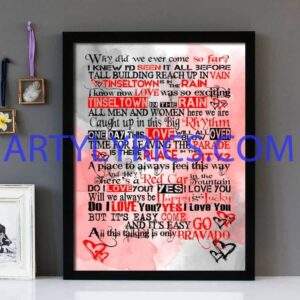 "Tinseltown In The Rain" Blue Nile - Framed Lyrics Wall Art Design