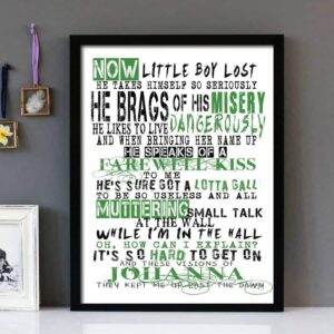 "Visions Of Johanna" - Bob Dylan - Framed Lyrics Wall Art Design
