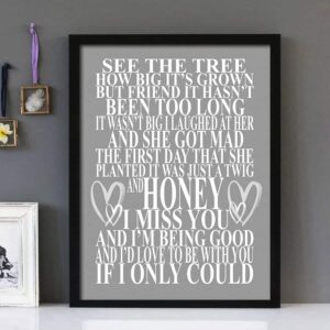 "Honey" - Bobby Goldsboro - Framed Lyrics Wall Art Design