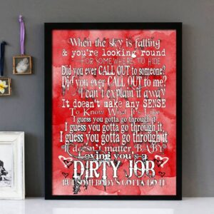 "Loving You's A Dirty Job" Bonnie Tyler - Framed Lyrics Wall Art Design