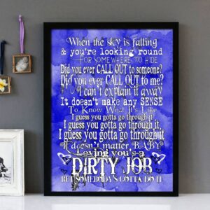 "Loving You's A Dirty Job" - Bonnie Tyler - Framed Lyrics Wall Art Design