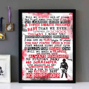 "No Surrender" - Bruce Springsteen  - Framed Lyrics Wall Art Design