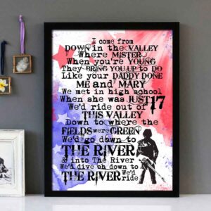 "The River" - Bruce Springsteen  - Framed Lyrics Wall Art Design