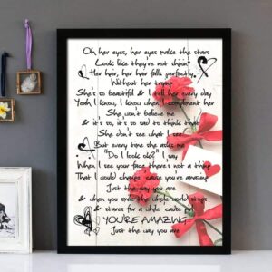 "Just The Way You Are" Bruno Mars - Framed Lyrics Wall Art