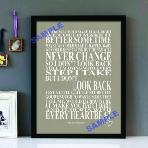 "Every Teardrop Is A Waterfall" Coldplay - Framed Lyrics Wall Art Design