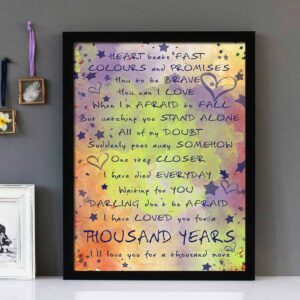 "A Thousand Years" - Christina Perri - Framed Lyrics Wall Art Design