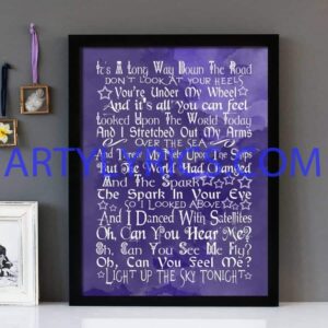 "Dancing With Satellites" Coast - Framed Lyrics Wall Art Design