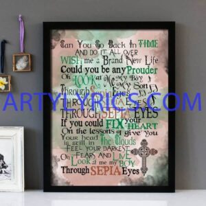 "Sepia Eyes" Coast - Framed Lyrics Wall Art Design