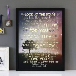 "Yellow" - Coldplay - Framed Lyrics Wall Art Design