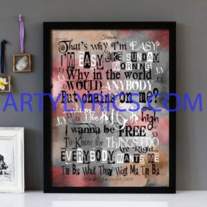 "Easy" Commodores - Framed Lyrics Wall Art Design