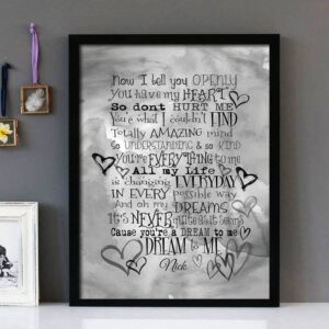 "Dreams" Version 3 - The Cranberries - Framed Lyrics Wall Art Design