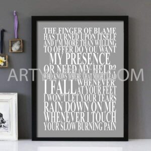 "Fall At Your Feet" - Crowded House - Framed Lyrics Wall Art Design