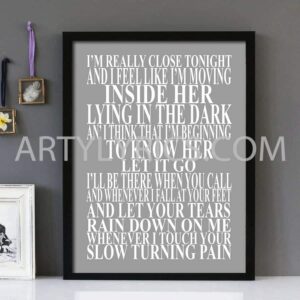 "Fall At Your Feet" Version 2 - Crowded House - Framed Lyrics Wall Art Design