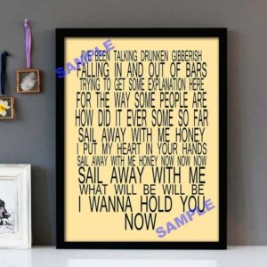 "Sail Away (Vector)" David Gray - Framed Lyrics Wall Art Design