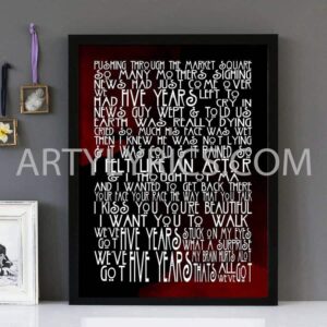 "Five Years" - David Bowie - Framed Lyrics Wall Art Design