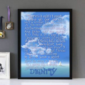 "Dignity"- Deacon Blue - Framed Lyrics Wall Art Design