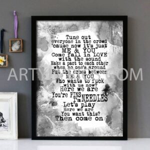 "Needles And Pins " -Deftones - Framed Lyrics Wall Art Design