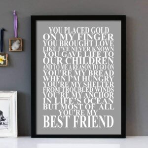 "You're My Best Friend"- Don Williams - Framed Lyrics Wall Art Design