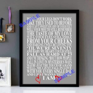 "Thinking Out Loud" Ed Sheeran - Framed Lyrics Wall Art Design