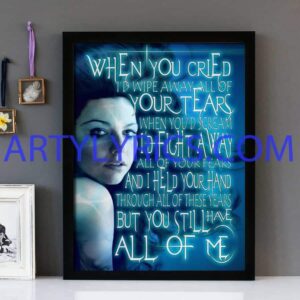 "My Immortal" Evanescence- Framed Lyrics Wall Art Design
