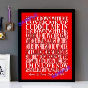 "Kiss Me" Ed Sheeran - Framed Lyrics Wall Art Design