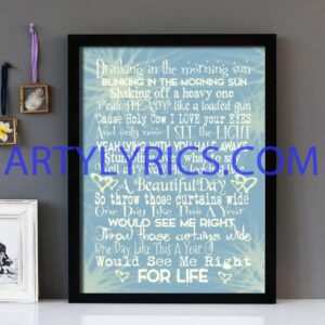 "One Day Like This" Elbow - Framed Lyrics Wall Art Design