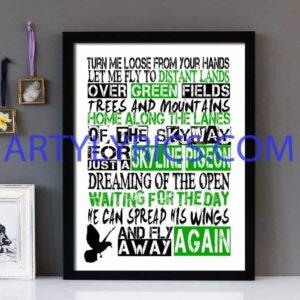 "Skyline Pigeon" Elton John - Framed Lyrics Wall Art Design