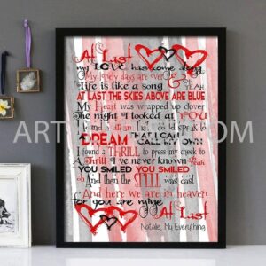 "At Last " -Etta James - Framed Lyrics Wall Art Design V2