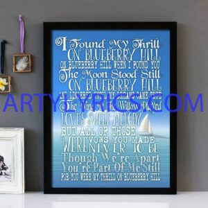"Blueberry Hill" Fats Domino - Framed Lyrics Wall Art Design
