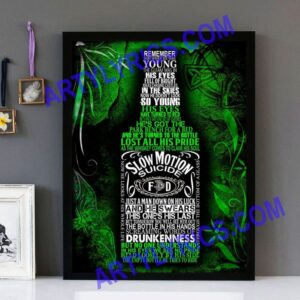 "Slow Motion Suicide" Special Edition - Ferocious Dog - Framed Lyrics Wall Art Design