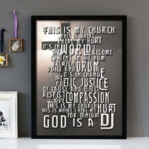 "God Is A Dj" - Faithless - Framed Lyrics Wall Art Design