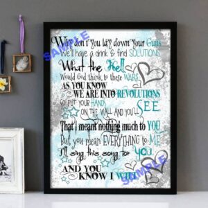 "Unconditional" Ferocious Dog - Framed Lyrics Wall Art Design