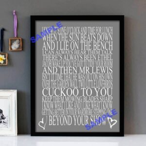 "I Know What I Like" Genesis - Framed Lyrics Wall Art Design