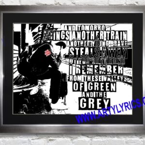 "Green And Grey" - New Model Army - Mounted And Framed Lyrics Wall Art Design