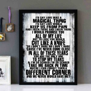 "Different Corner" - George Michael - Framed Lyrics Wall Art Design