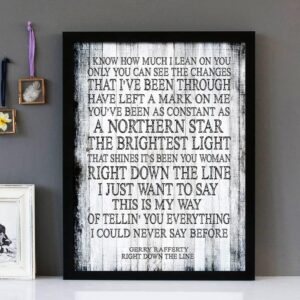"Right Down The Line" Gerry Rafferty- Framed Lyrics Wall Art