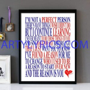 "The Reason" Hoobastank - Framed Lyrics Wall Art Design