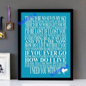 "How Do I Live" LeAnn Rimes - Framed Lyrics Wall Art Design