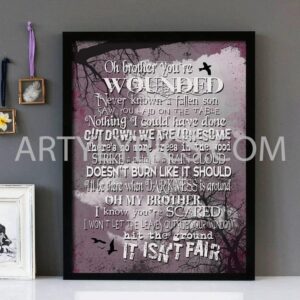 "Wounded " -Hunter And The Bear- Framed Lyrics Wall Art Design