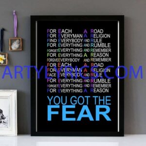 "Fear" Ian Brown- Framed Lyrics Wall Art Design