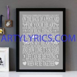 "Better Together" Jack Johnson - Framed Lyrics Wall Art Design