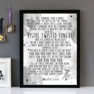 "Pistol Twisted Tongue" Jack Ellis- Framed Lyrics Wall Art