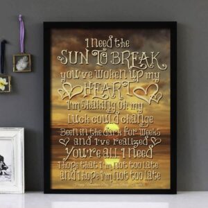 "Need The Sun To Break"- James Bay - Framed Lyrics Wall Art Design
