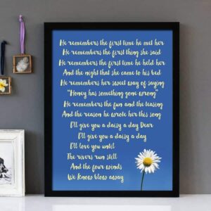 "A Daisy A Day" Jud Strunk - Framed Lyrics Wall Art